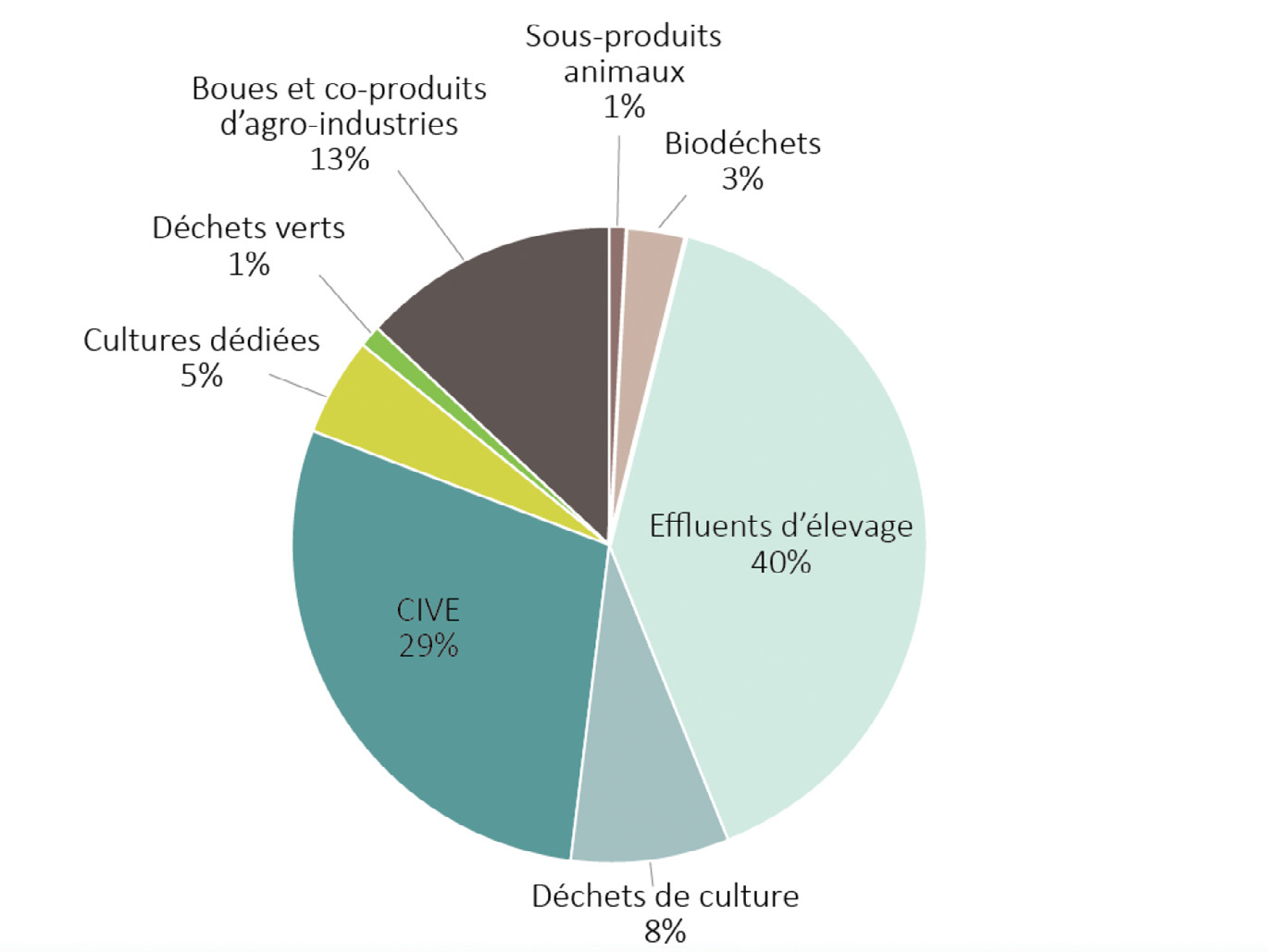 Répartition du gisement valorisé  en méthanisation agricole en 2020